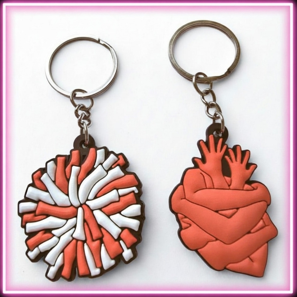 Red &‎ White  Heart Hands Keychain Set